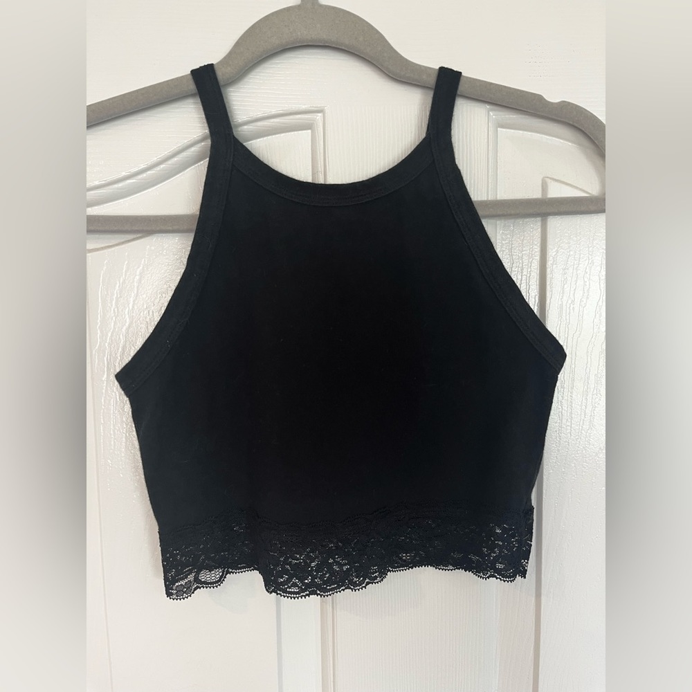 Black lace crop top